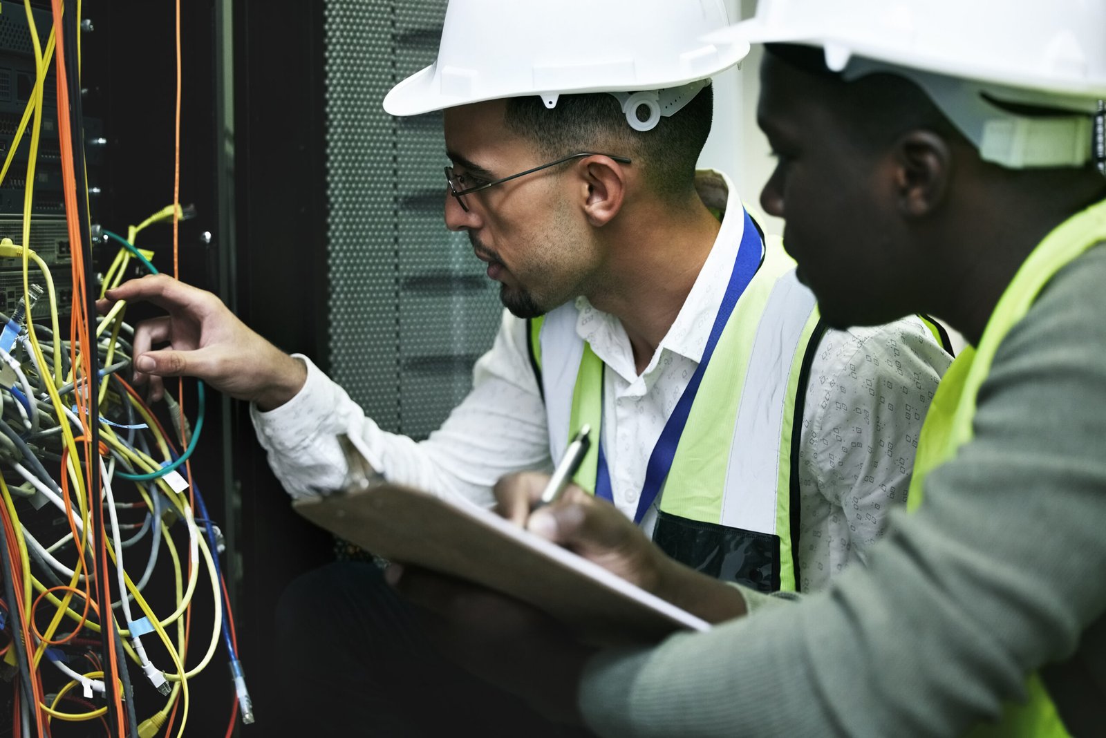 Detangling tech issues is what they do Shot of two technicians working together in a sever room